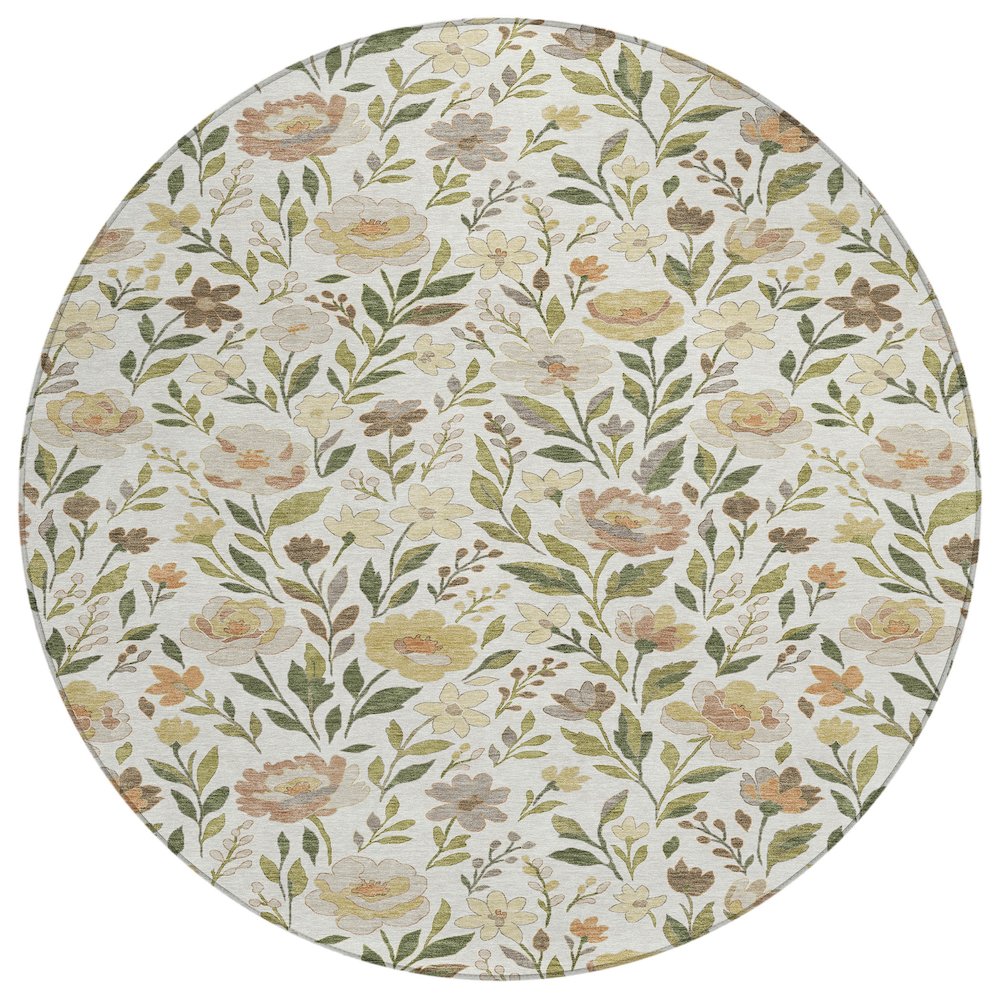 Machine Washable Indoor/Outdoor Chantille ACN2438 Ivory 8' x 8' Round Rug. Picture 1
