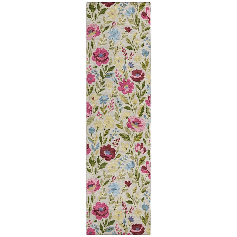 Machine Washable Indoor/Outdoor Chantille ACN2438 Ivory 2'3" x 7'6" Runner Rug. Picture 1