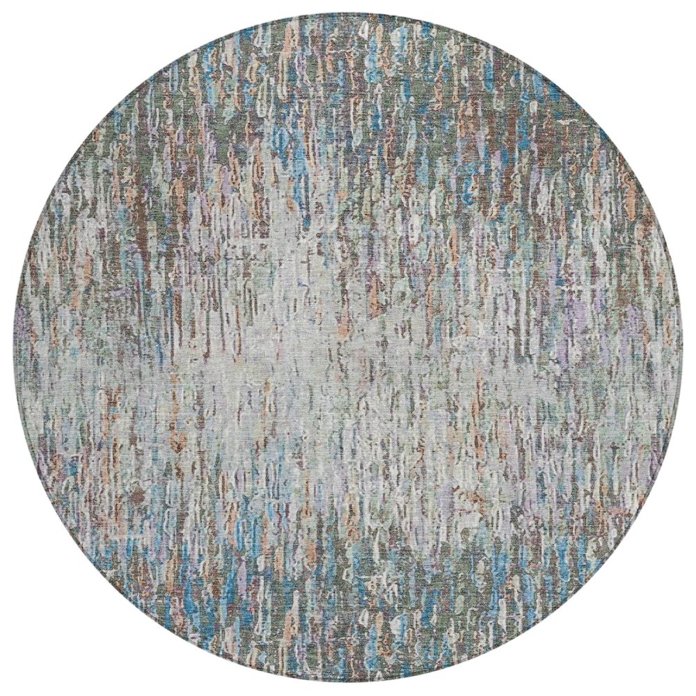 Machine Washable Indoor/Outdoor Chantille ACN2439 Green 8' x 8' Round Rug. Picture 1