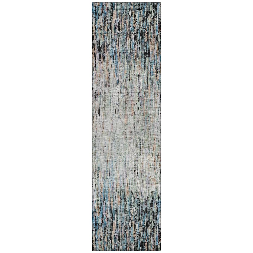 Machine Washable Indoor/Outdoor Chantille ACN2439 Black 2'3" x 7'6" Runner Rug. Picture 1