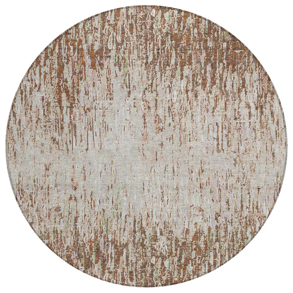 Machine Washable Indoor/Outdoor Chantille ACN2439 Orange 8' x 8' Round Rug. Picture 1
