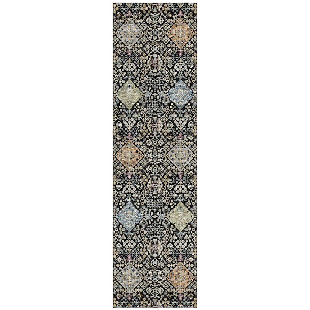 Machine Washable Indoor/Outdoor Chantille ACN2440 Black 2'3" x 7'6" Runner Rug. Picture 1