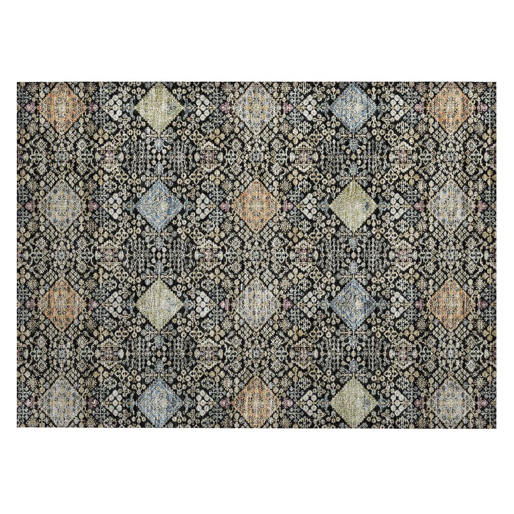 Machine Washable Indoor/Outdoor Chantille ACN2440 Black 1'8" x 2'6" Rug. Picture 1