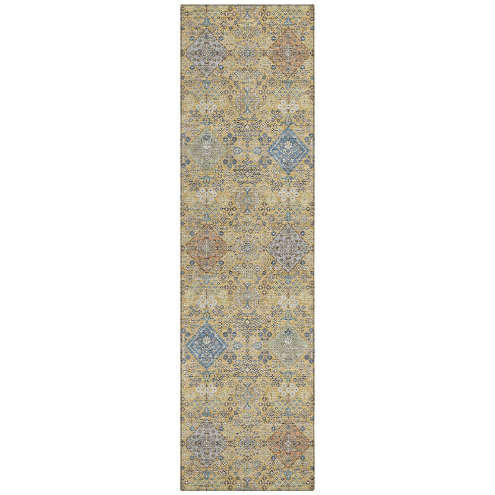 Machine Washable Indoor/Outdoor Chantille ACN2440 Gold 2'3" x 7'6" Runner Rug. Picture 1