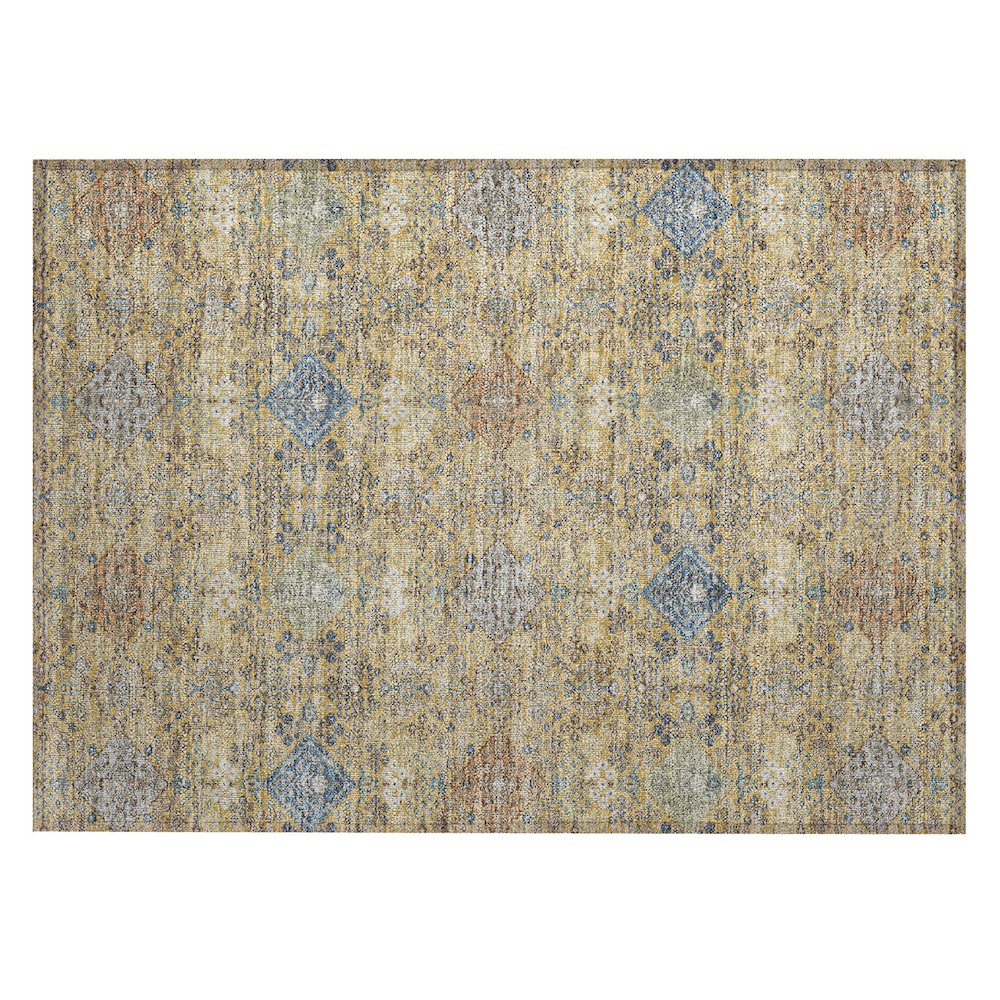 Machine Washable Indoor/Outdoor Chantille ACN2440 Gold 1'8" x 2'6" Rug. Picture 1
