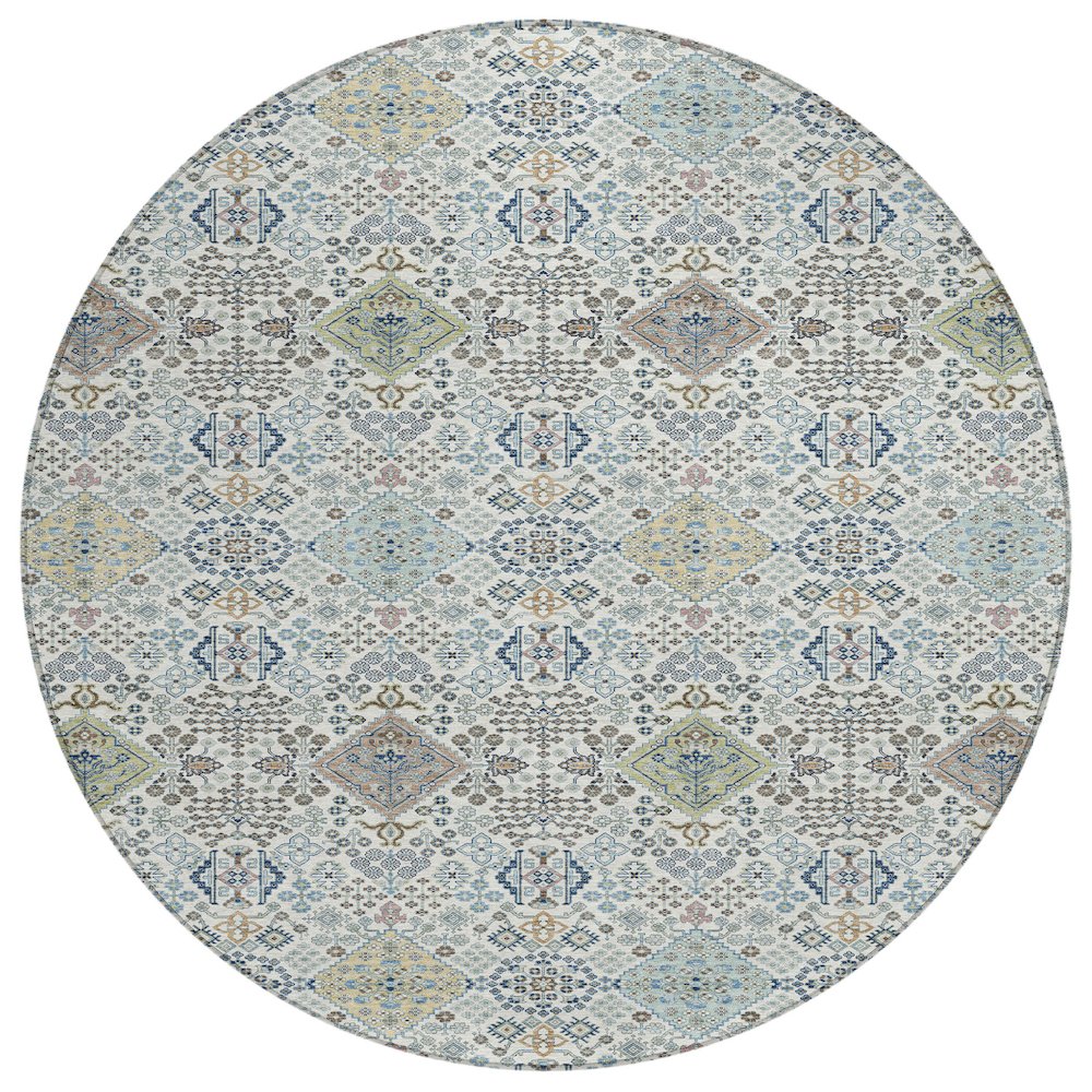 Machine Washable Indoor/Outdoor Chantille ACN2440 Ivory 8' x 8' Round Rug. Picture 1