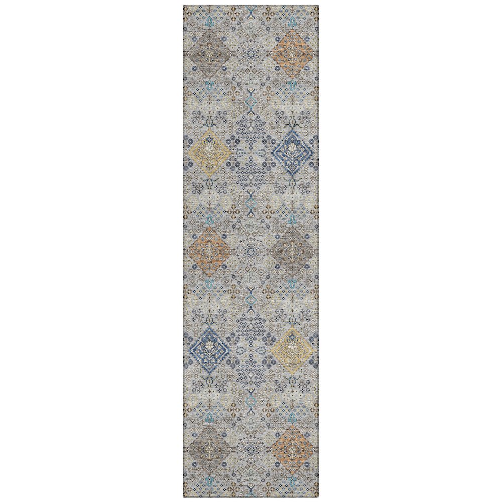 Machine Washable Indoor/Outdoor Chantille ACN2440 Gray 2'3" x 7'6" Runner Rug. Picture 1
