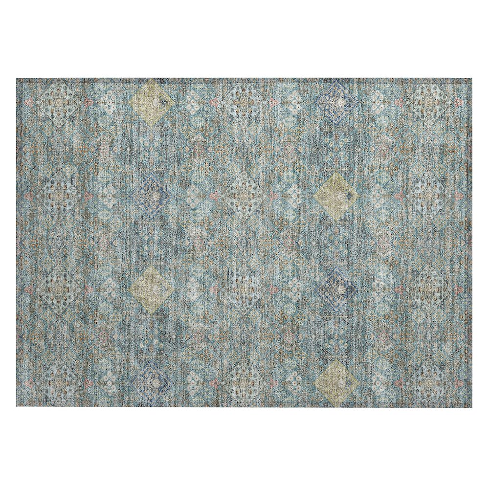 Machine Washable Indoor/Outdoor Chantille ACN2440 Teal 1'8" x 2'6" Rug. Picture 1