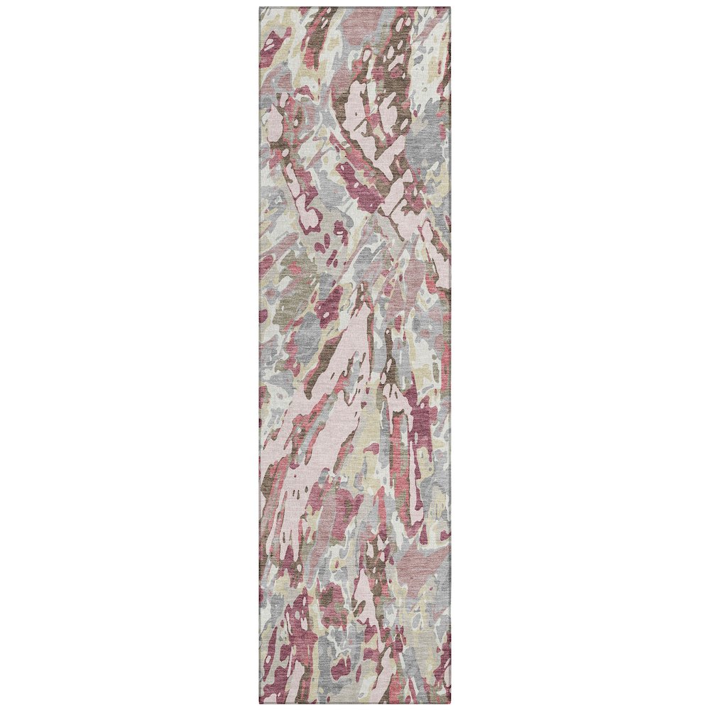 Machine Washable Indoor/Outdoor Chantille ACN2441 Pink 2'3" x 7'6" Runner Rug. Picture 1