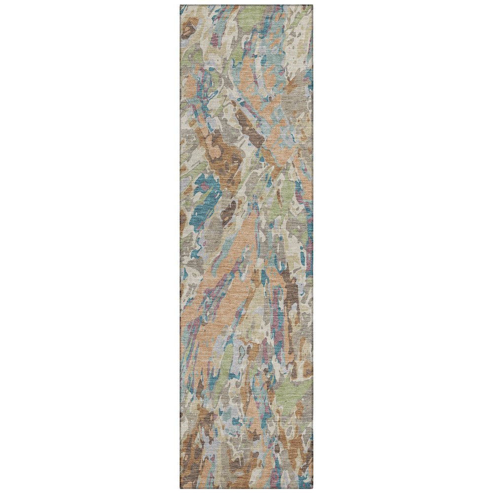 Machine Washable Indoor/Outdoor Chantille ACN2441 Orange 2'3" x 7'6" Runner Rug. Picture 1