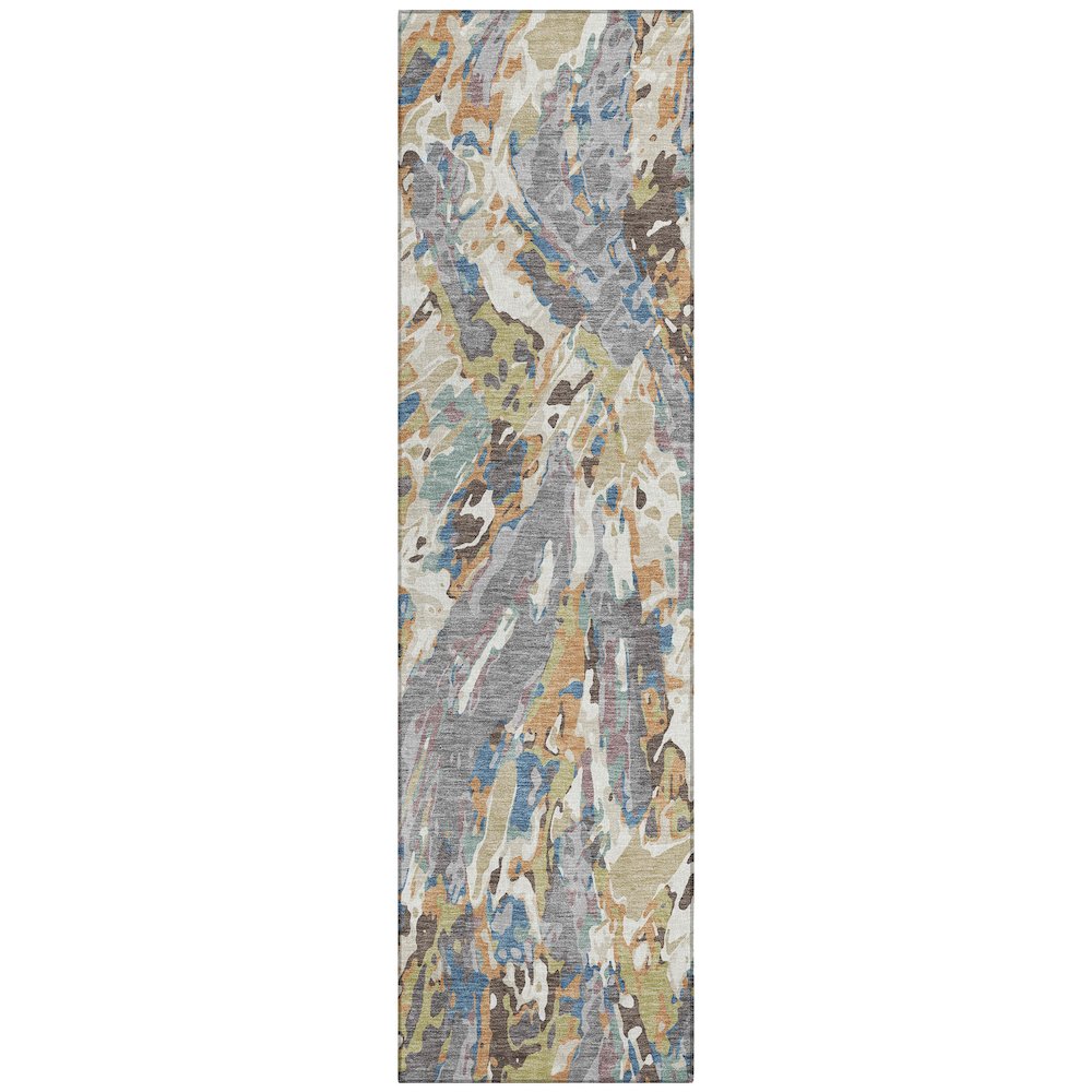 Machine Washable Indoor/Outdoor Chantille ACN2441 Gray 2'3" x 7'6" Runner Rug. Picture 1