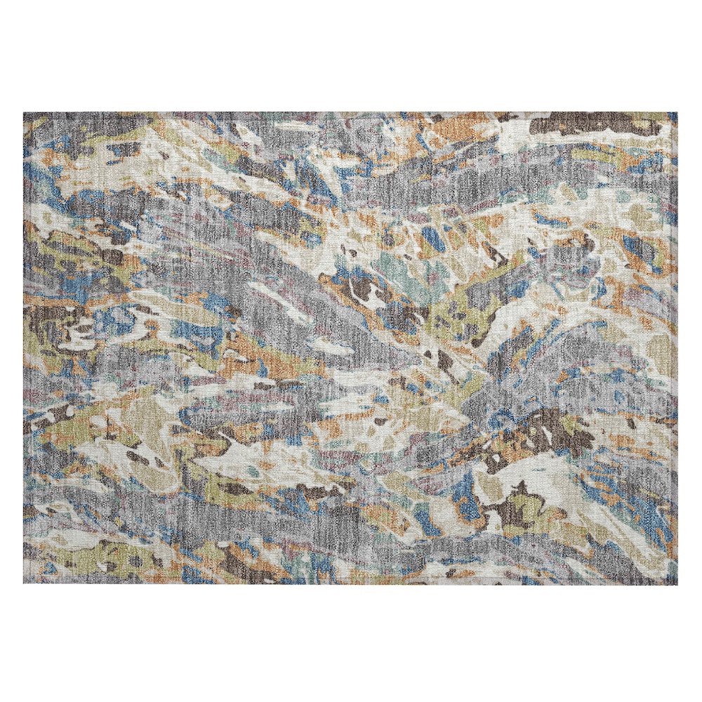 Machine Washable Indoor/Outdoor Chantille ACN2441 Gray 1'8" x 2'6" Rug. Picture 1