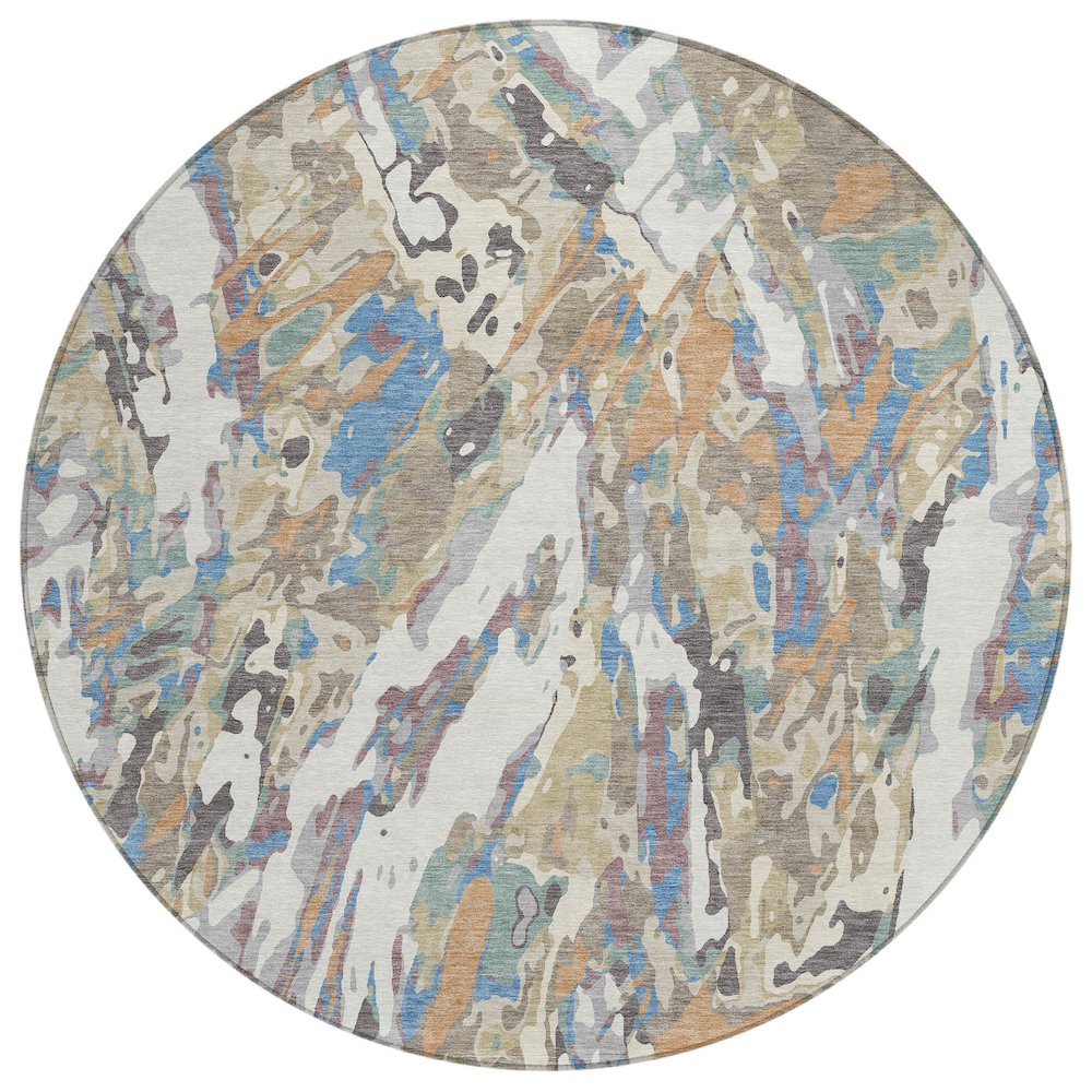 Machine Washable Indoor/Outdoor Chantille ACN2441 Ivory 8' x 8' Round Rug. Picture 1