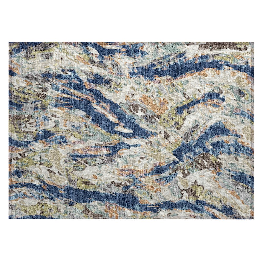 Machine Washable Indoor/Outdoor Chantille ACN2441 Blue 1'8" x 2'6" Rug. Picture 1