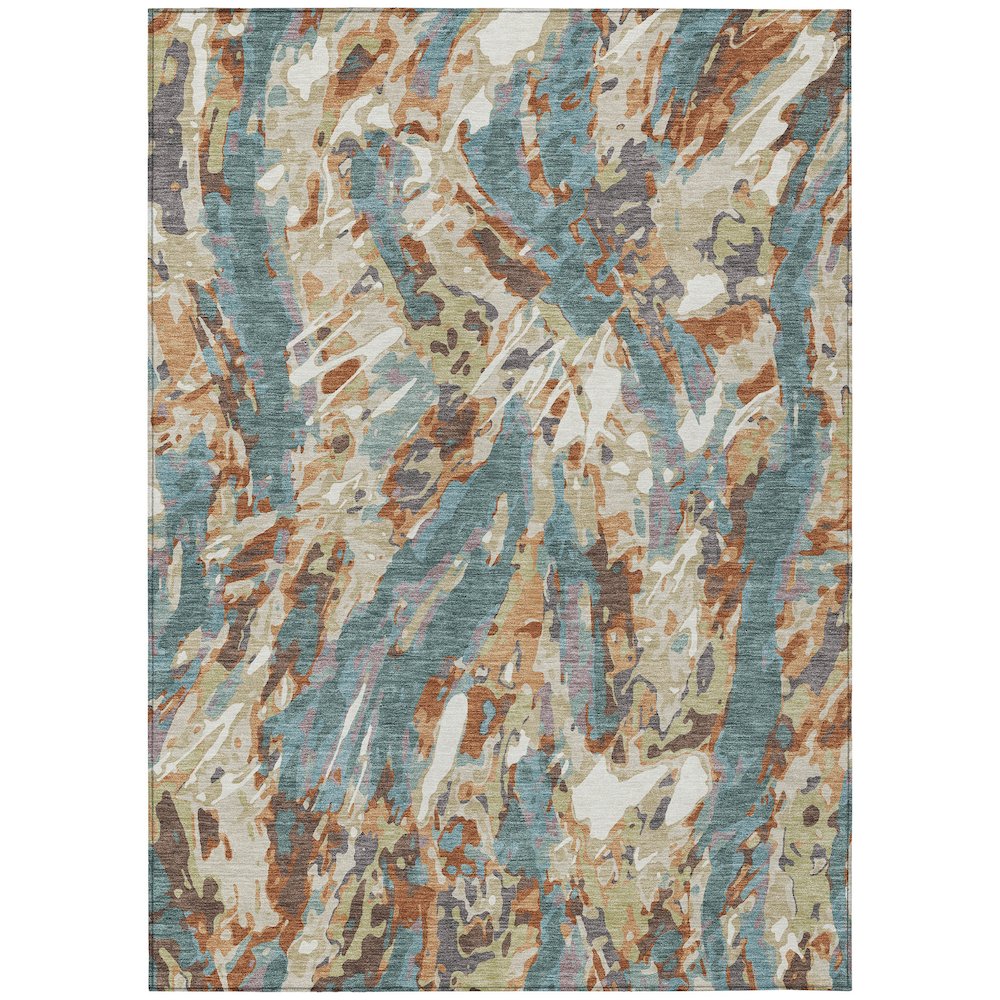 Machine Washable Indoor/Outdoor Chantille ACN2441 Teal 2'6" x 3'10" Rug. Picture 1