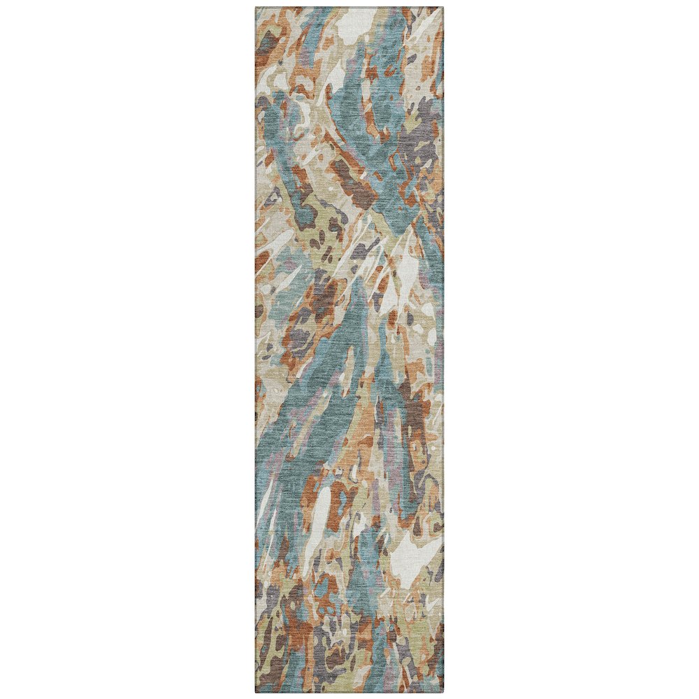Machine Washable Indoor/Outdoor Chantille ACN2441 Teal 2'3" x 7'6" Runner Rug. Picture 1