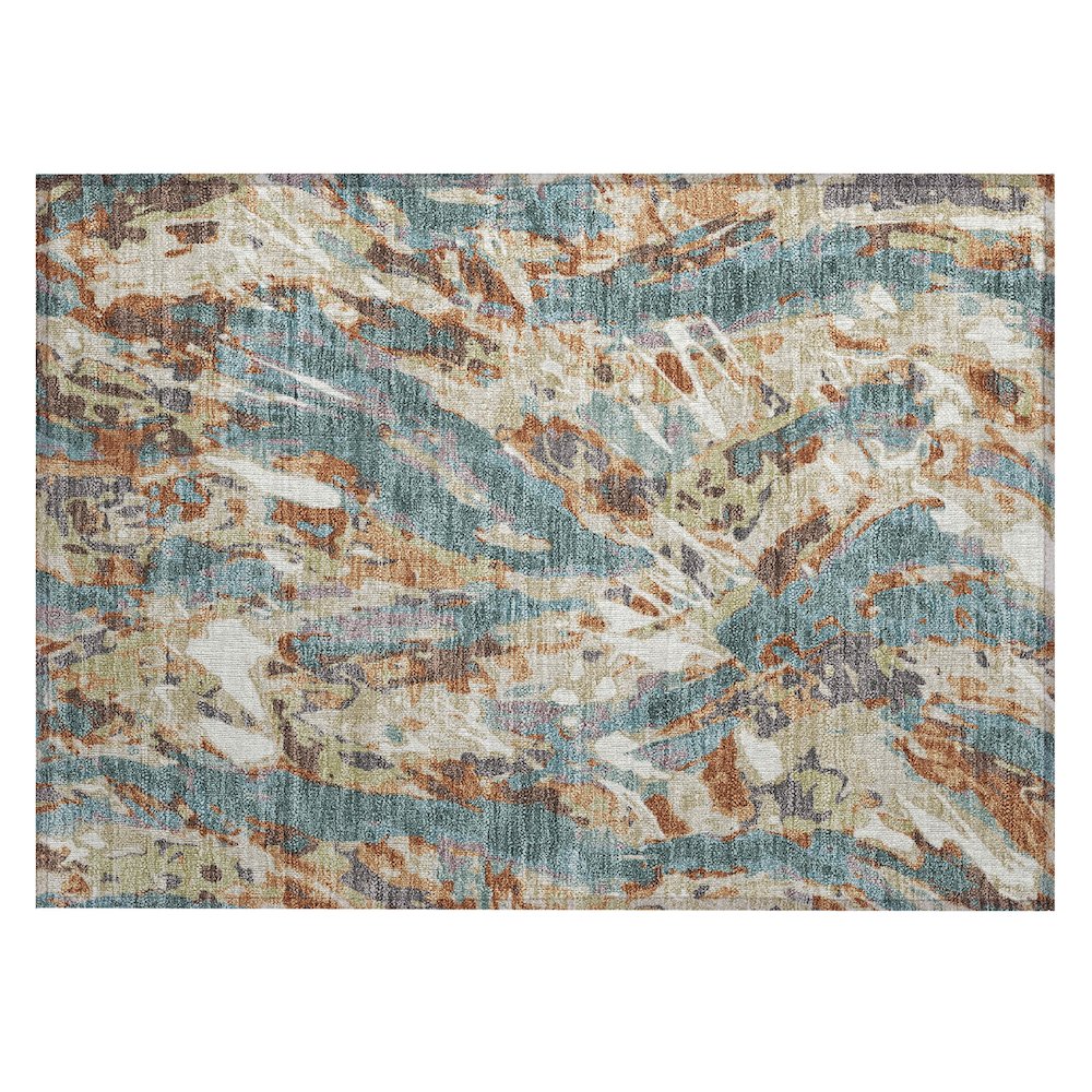 Machine Washable Indoor/Outdoor Chantille ACN2441 Teal 1'8" x 2'6" Rug. Picture 1