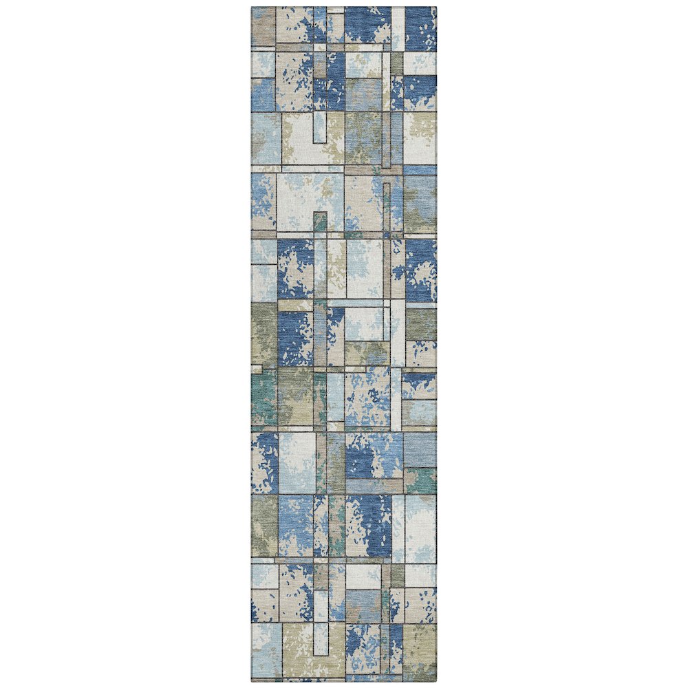 Machine Washable Indoor/Outdoor Chantille ACN2442 Blue 2'3" x 7'6" Runner Rug. Picture 1