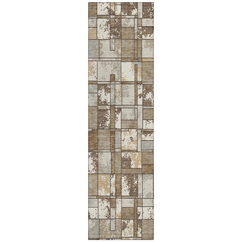 Machine Washable Indoor/Outdoor Chantille ACN2442 Brown 2'3" x 7'6" Runner Rug. Picture 1