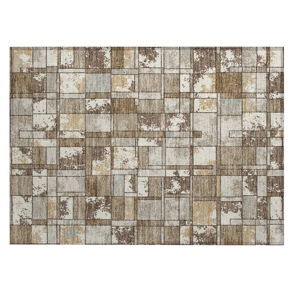 Machine Washable Indoor/Outdoor Chantille ACN2442 Brown 1'8" x 2'6" Rug. Picture 1