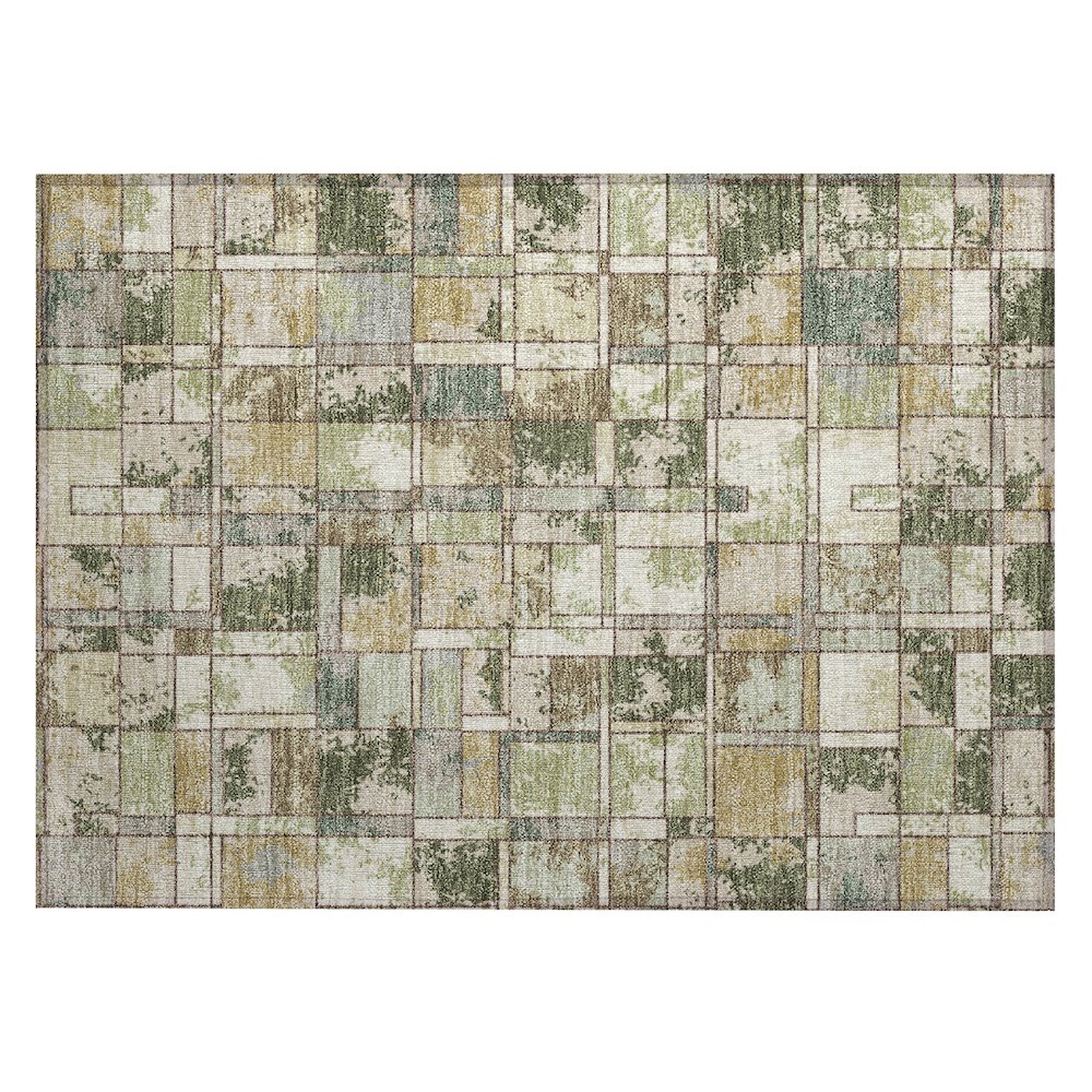 Machine Washable Indoor/Outdoor Chantille ACN2442 Green 1'8" x 2'6" Rug. Picture 1