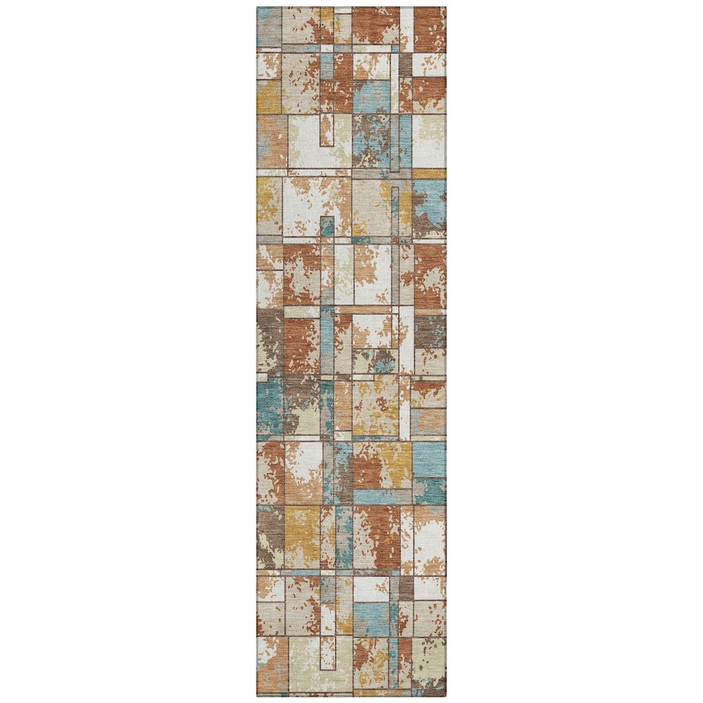Machine Washable Indoor/Outdoor Chantille ACN2442 Orange 2'3" x 7'6" Runner Rug. Picture 1