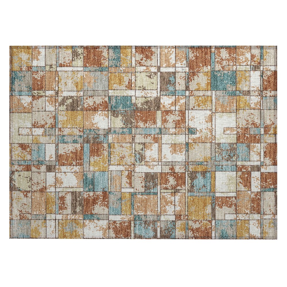 Machine Washable Indoor/Outdoor Chantille ACN2442 Orange 1'8" x 2'6" Rug. Picture 1