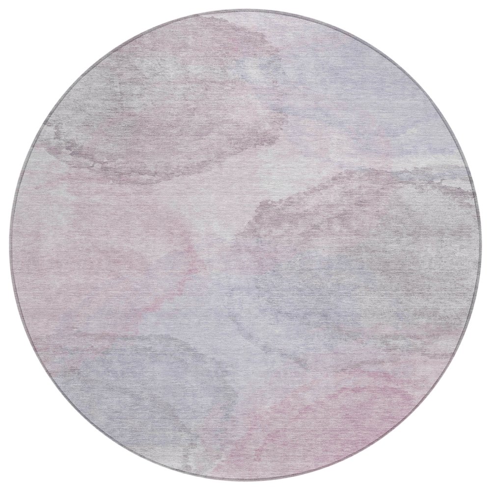 Machine Washable Indoor/Outdoor Chantille ACN2443 Pink 8' x 8' Round Rug. Picture 1