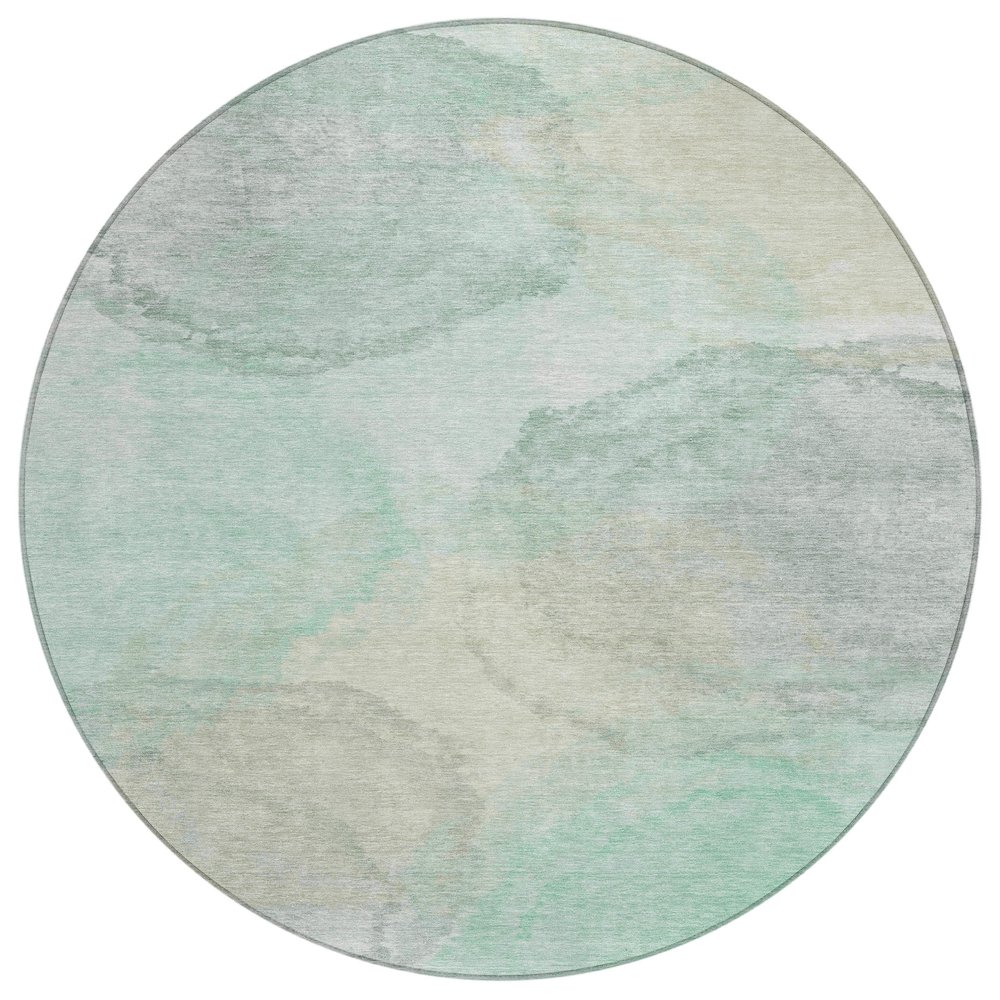 Machine Washable Indoor/Outdoor Chantille ACN2443 Green 8' x 8' Round Rug. Picture 1