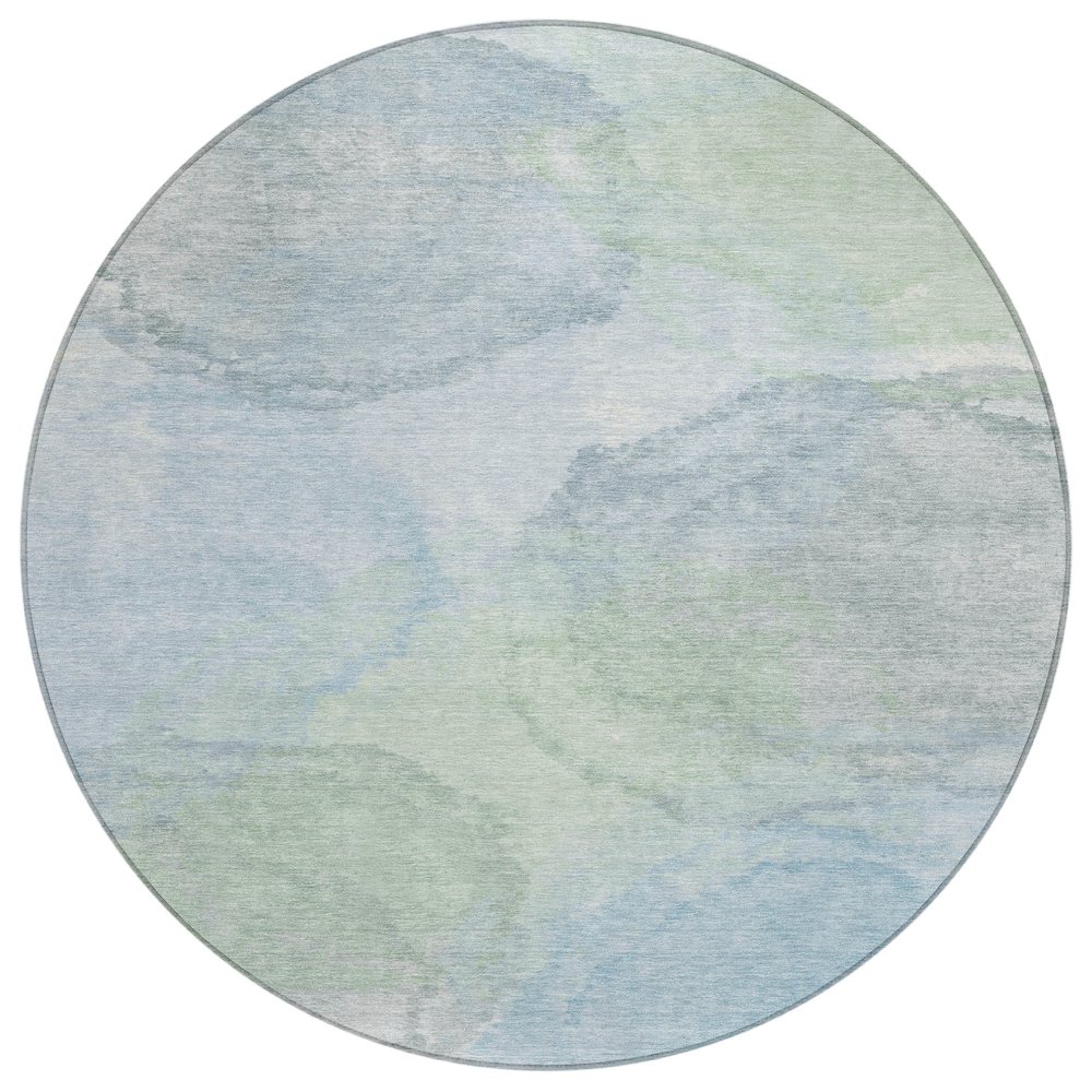 Machine Washable Indoor/Outdoor Chantille ACN2443 Blue 8' x 8' Round Rug. Picture 1