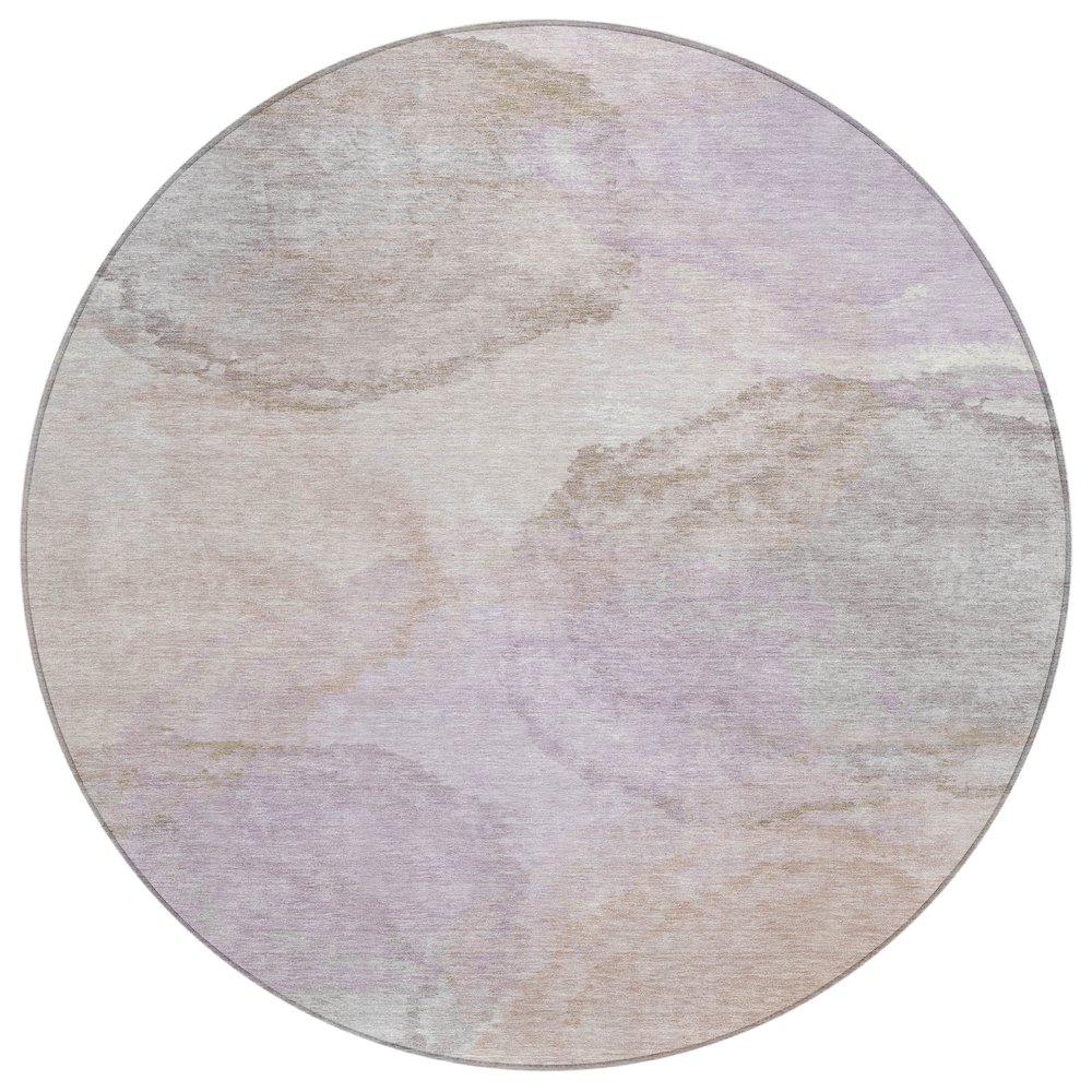 Machine Washable Indoor/Outdoor Chantille ACN2443 Brown 8' x 8' Round Rug. Picture 1