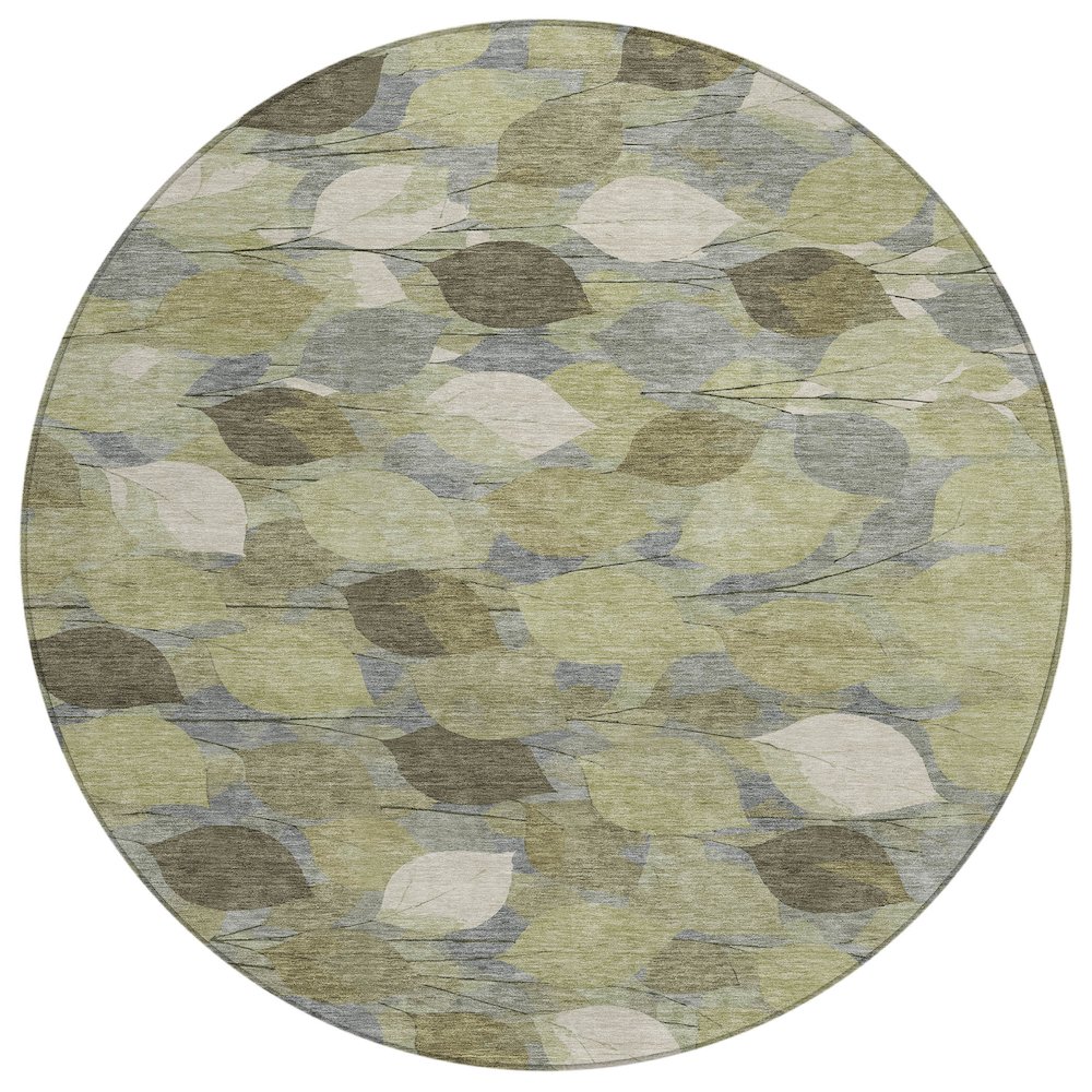 Machine Washable Indoor/Outdoor Chantille ACN2444 Green 8' x 8' Round Rug. Picture 1