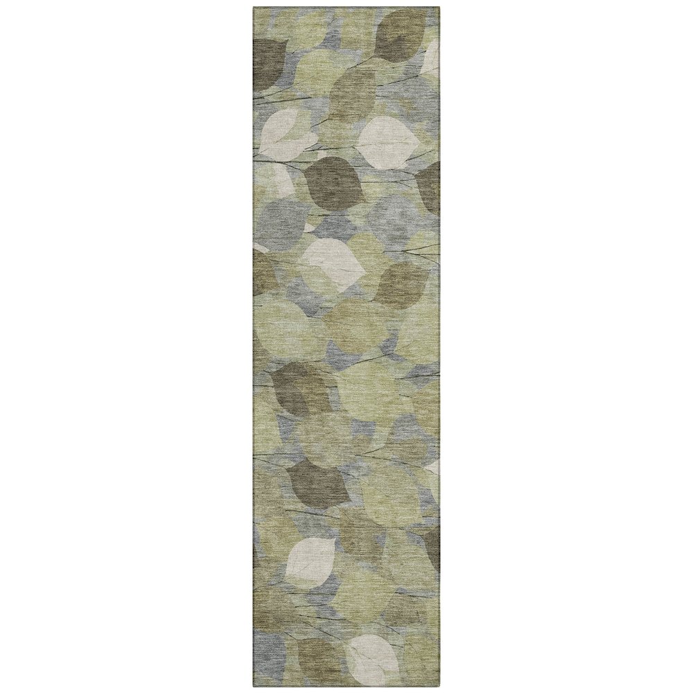 Machine Washable Indoor/Outdoor Chantille ACN2444 Green 2'3" x 7'6" Runner Rug. Picture 1