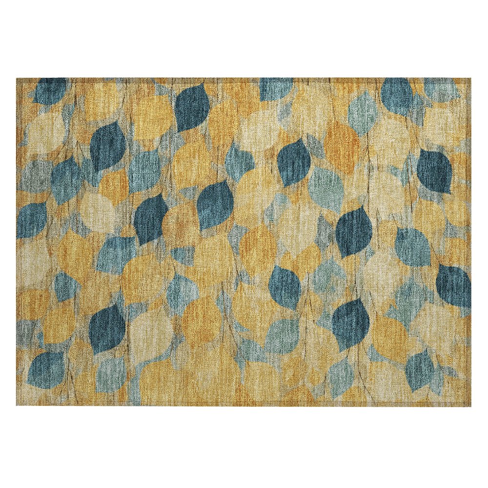 Machine Washable Indoor/Outdoor Chantille ACN2444 Gold 1'8" x 2'6" Rug. Picture 1