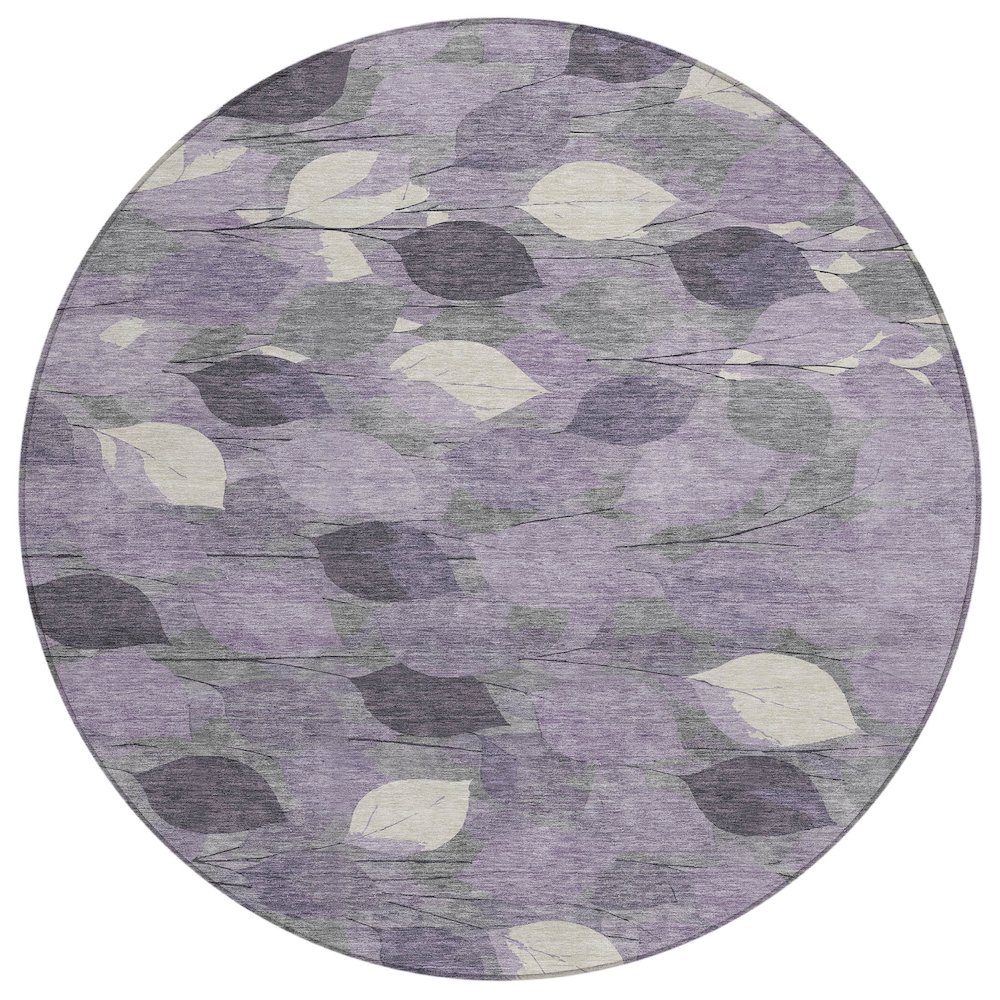 Machine Washable Indoor/Outdoor Chantille ACN2444 Purple 8' x 8' Round Rug. Picture 1