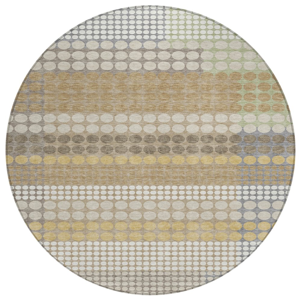 Machine Washable Indoor/Outdoor Chantille ACN2445 Brown 8' x 8' Round Rug. Picture 1