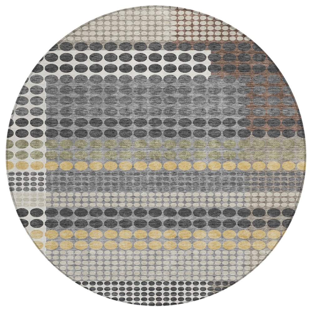 Machine Washable Indoor/Outdoor Chantille ACN2445 Black 8' x 8' Round Rug. Picture 1