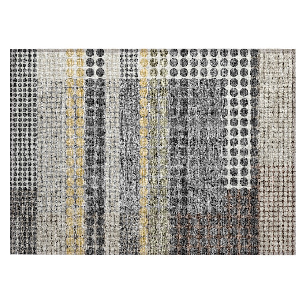 Machine Washable Indoor/Outdoor Chantille ACN2445 Black 1'8" x 2'6" Rug. Picture 1
