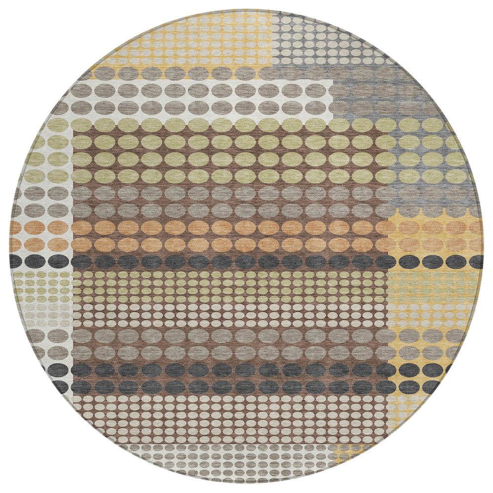 Machine Washable Indoor/Outdoor Chantille ACN2445 Brown 8' x 8' Round Rug. Picture 1