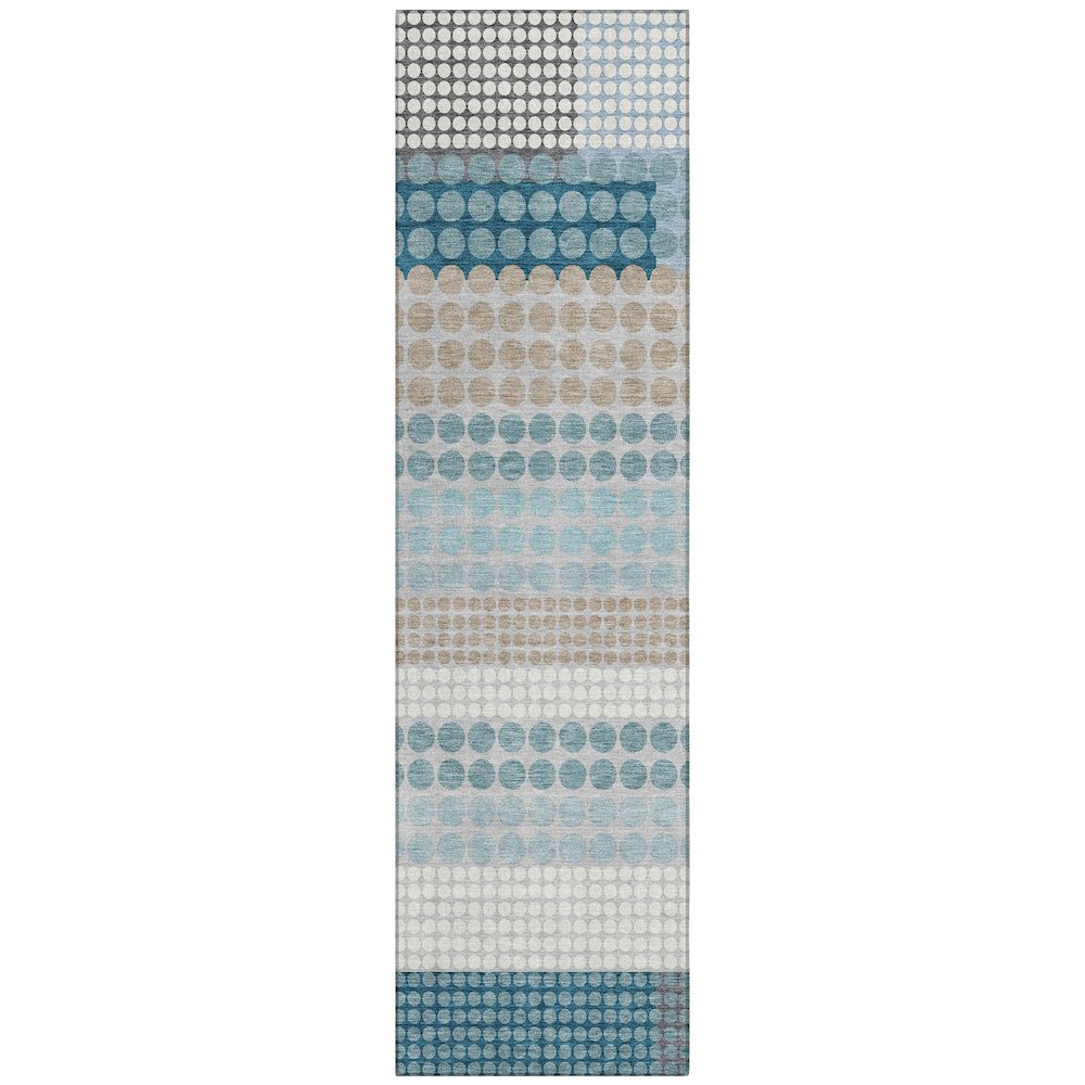 Machine Washable Indoor/Outdoor Chantille ACN2445 Teal 2'3" x 7'6" Runner Rug. Picture 1