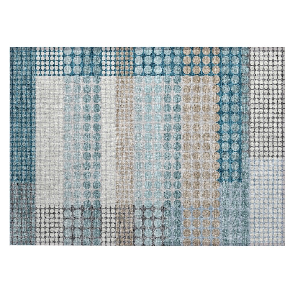 Machine Washable Indoor/Outdoor Chantille ACN2445 Teal 1'8" x 2'6" Rug. Picture 1