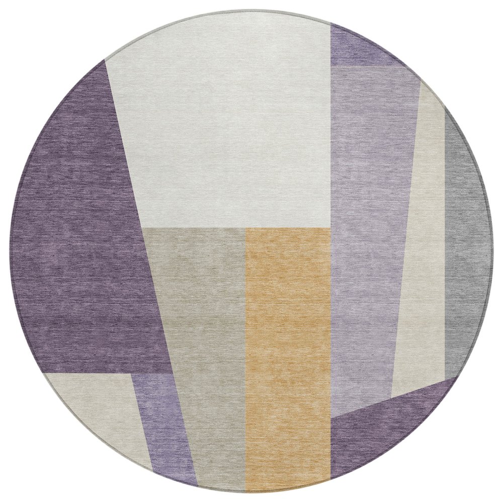 Machine Washable Indoor/Outdoor Chantille ACN2446 Purple 8' x 8' Round Rug. Picture 1
