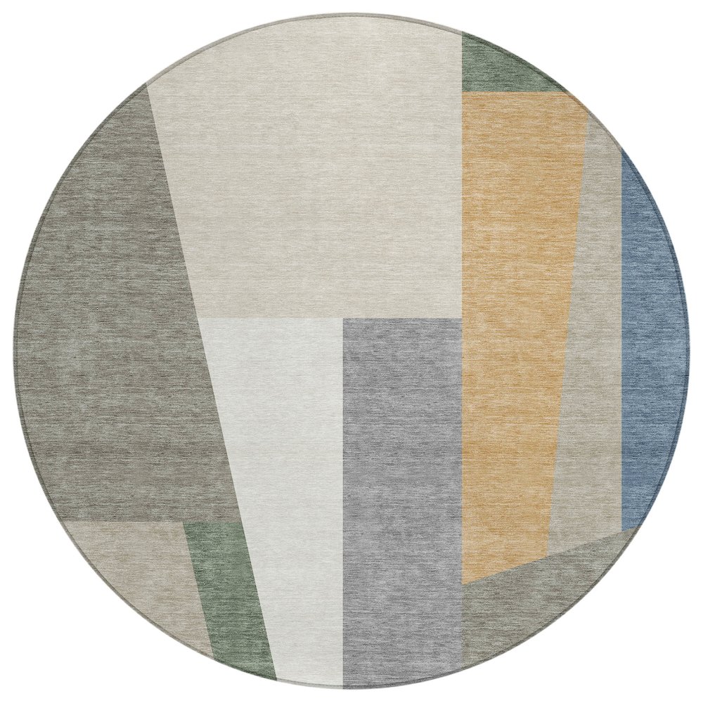Machine Washable Indoor/Outdoor Chantille ACN2446 Brown 8' x 8' Round Rug. Picture 1