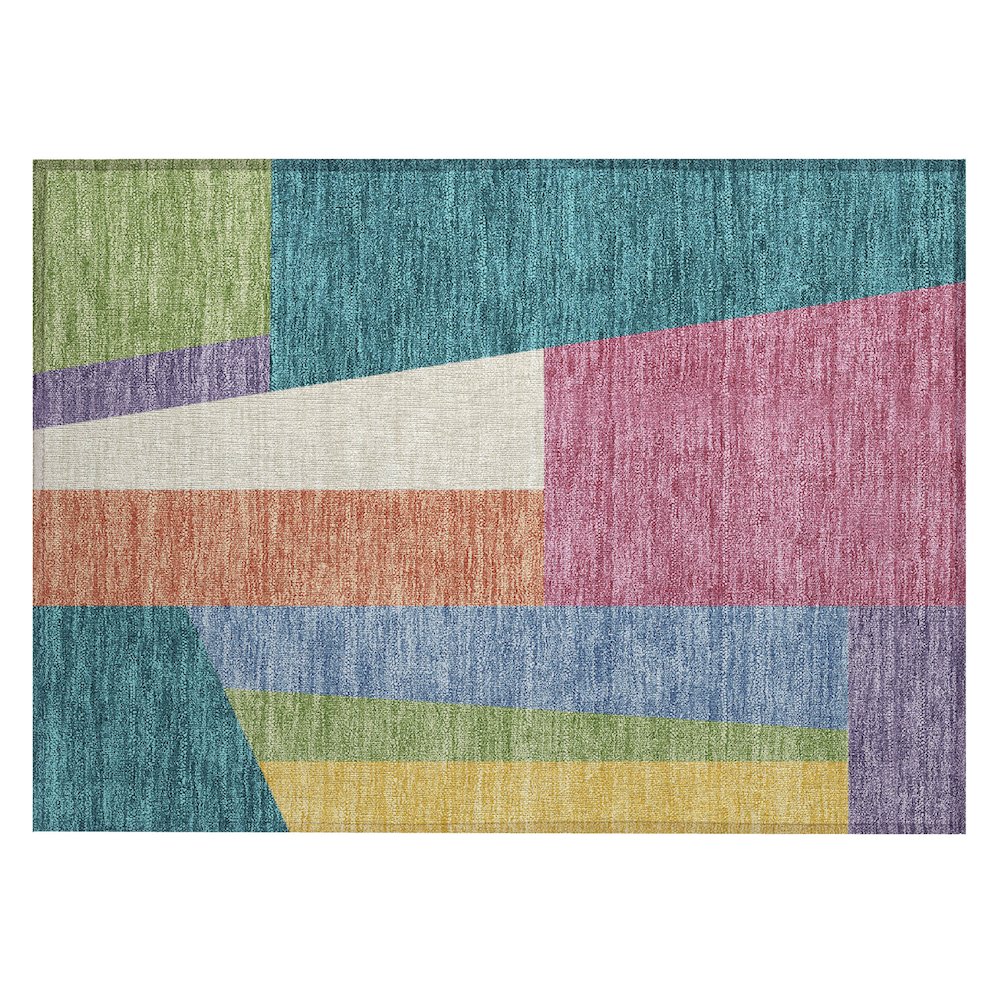 Machine Washable Indoor/Outdoor Chantille ACN2446 Teal 1'8" x 2'6" Rug. Picture 1