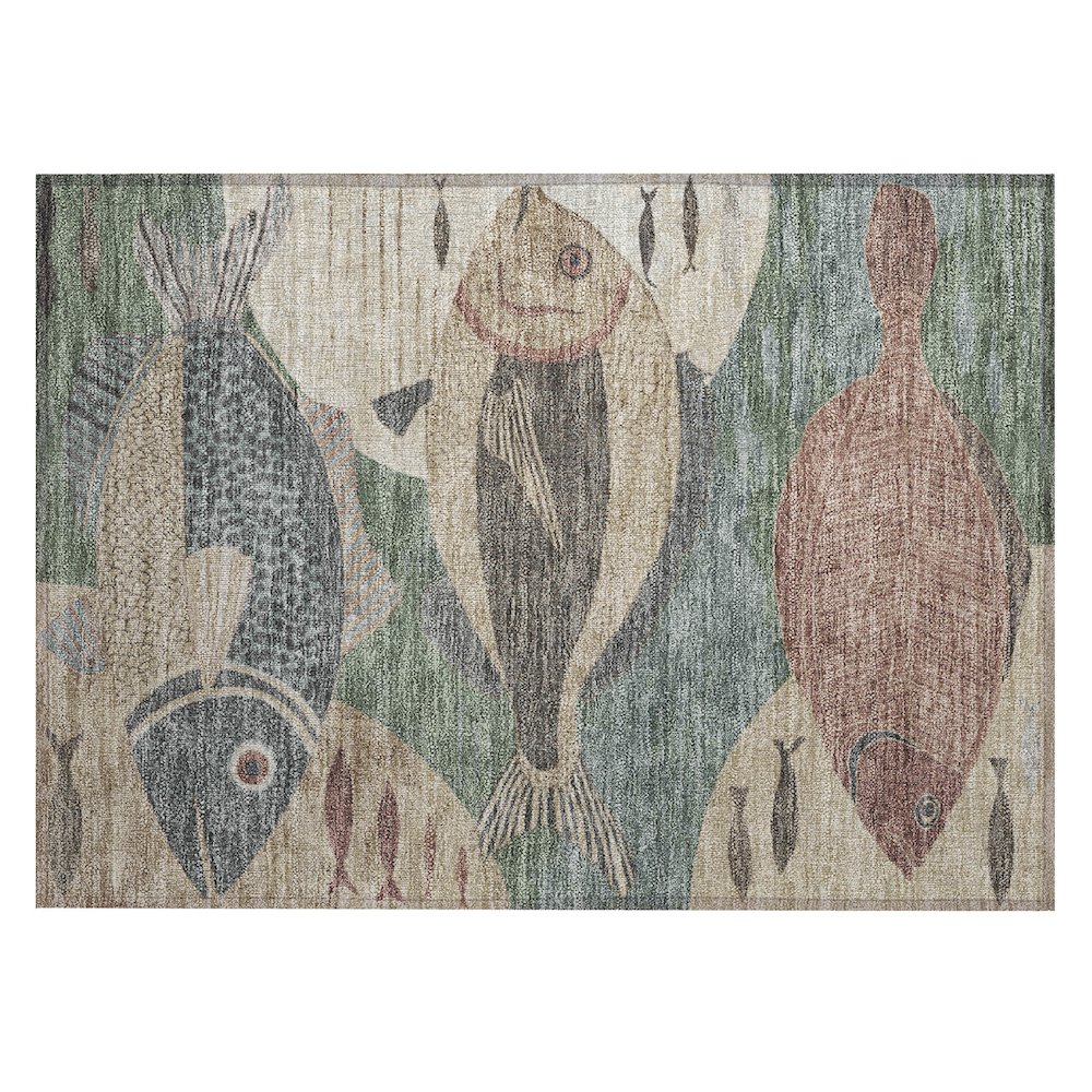 Machine Washable Indoor/Outdoor Chantille ACN2447 Green 1'8" x 2'6" Rug. Picture 1
