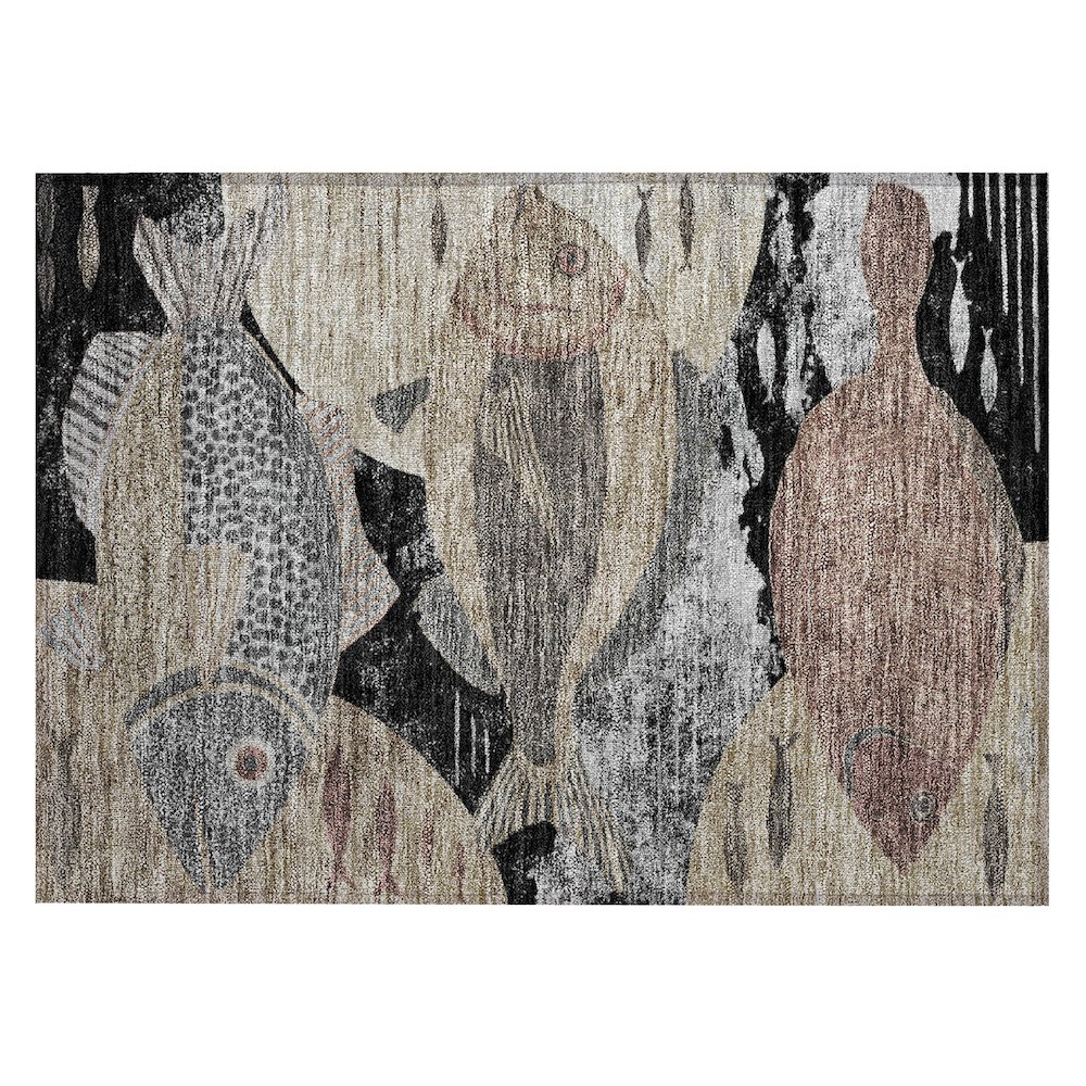 Machine Washable Indoor/Outdoor Chantille ACN2447 Black 1'8" x 2'6" Rug. Picture 1