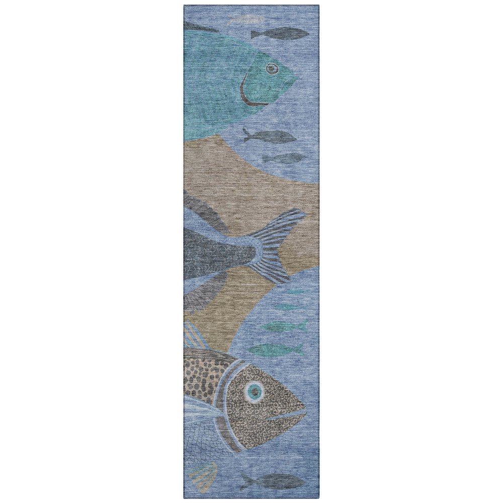 Machine Washable Indoor/Outdoor Chantille ACN2447 Brown 2'3" x 7'6" Runner Rug. Picture 1
