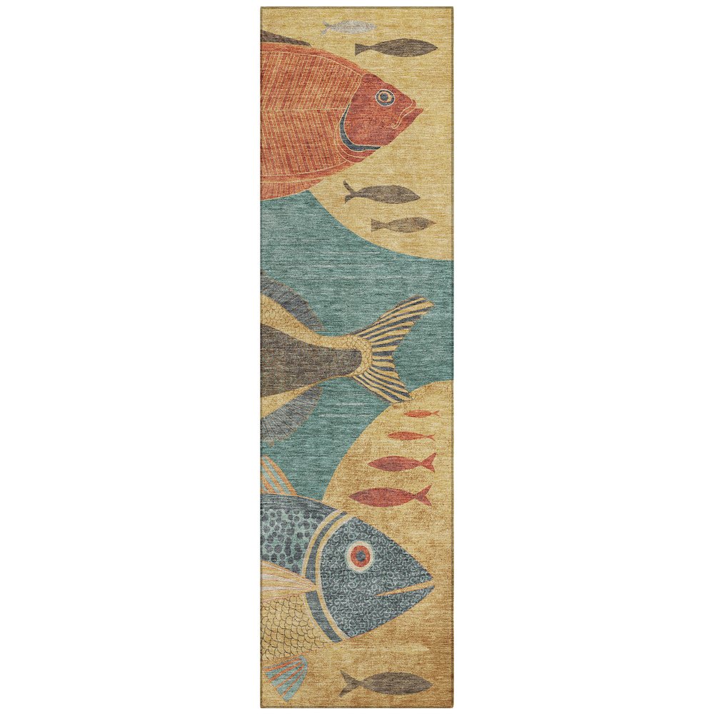 Machine Washable Indoor/Outdoor Chantille ACN2447 Teal 2'3" x 7'6" Runner Rug. Picture 1
