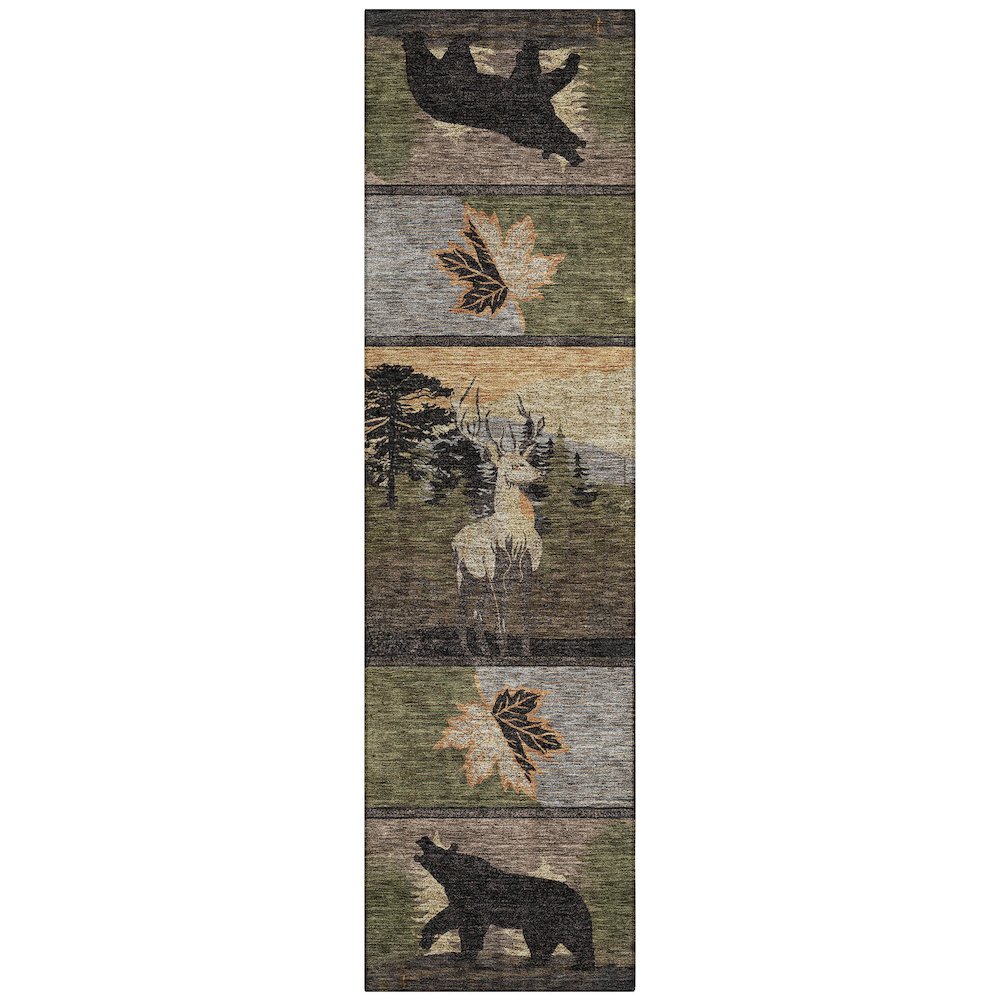 Machine Washable Indoor/Outdoor Chantille ACN2448 Black 2'3" x 7'6" Runner Rug. Picture 1