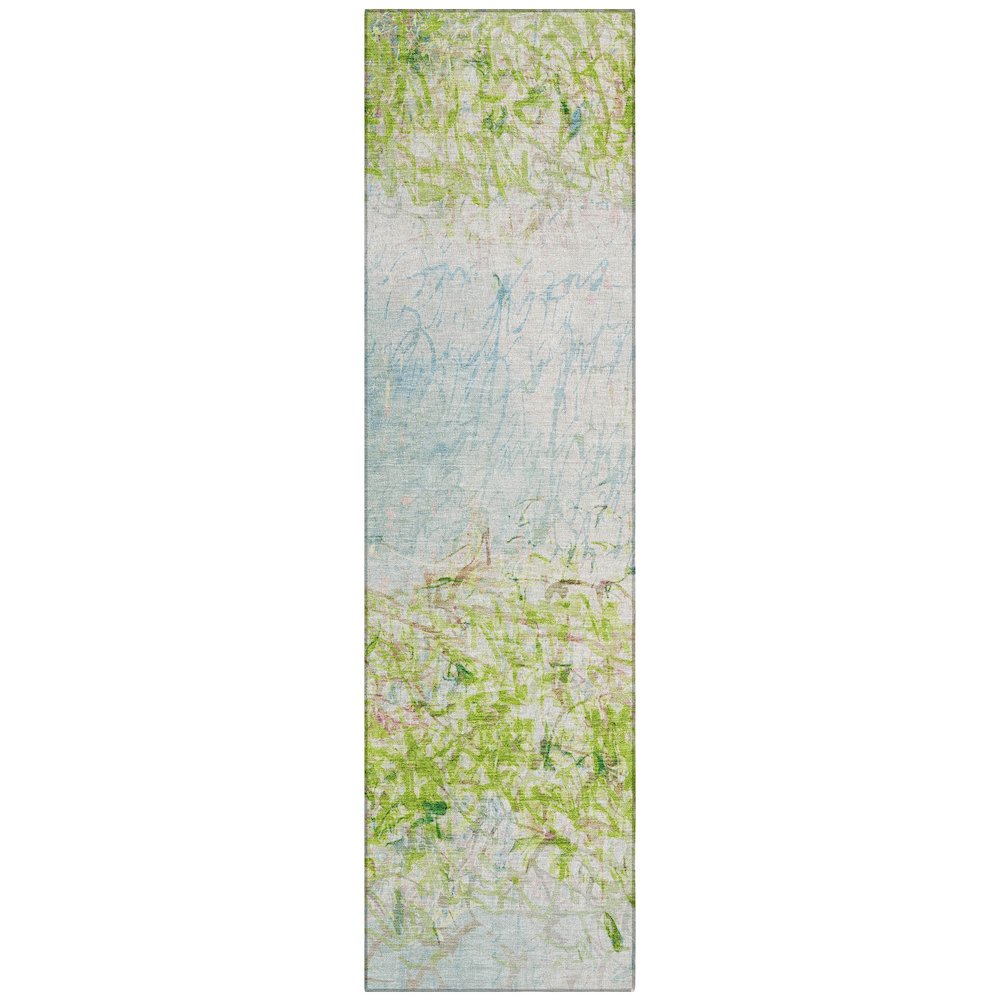 Machine Washable Indoor/Outdoor Chantille ACN2449 Green 2'3" x 7'6" Runner Rug. Picture 1